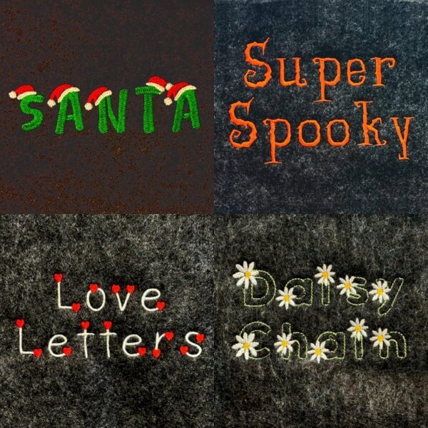 Fun & Festive Embroidery Font Four Pack