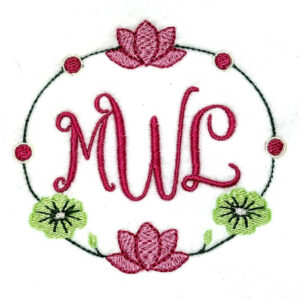 Mahjong Inspired Lotus Wreath Embroidery Design