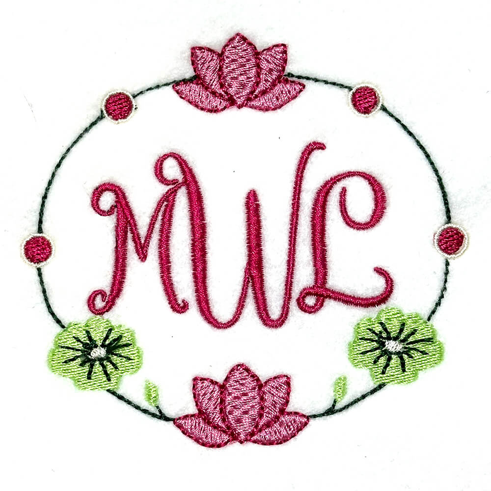 Mahjong Inspired Lotus Wreath Embroidery Design