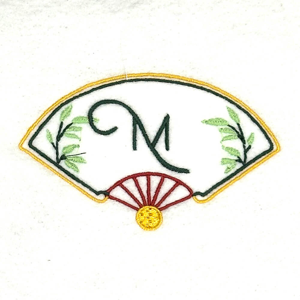 Mahjong Fan Monogram Frame Embroidery Design