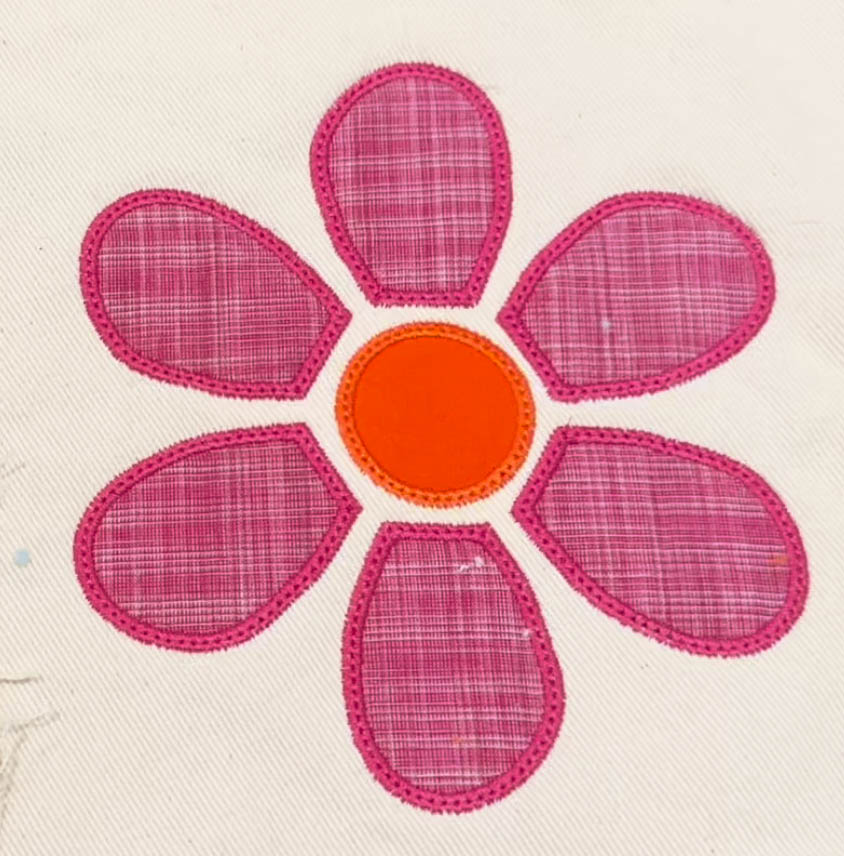 flower appliqué with bean stitch